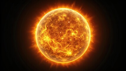 Realistic sun isolated on black background