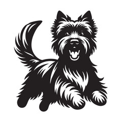 Scottish Terrier  Dog Running Vector illustration black and white
