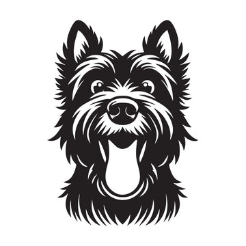 recommend clip art: Scottish Terrier Dog Face Clipart Design - Dog Head Logo - Scottish Terrier Vector illustration in black and white