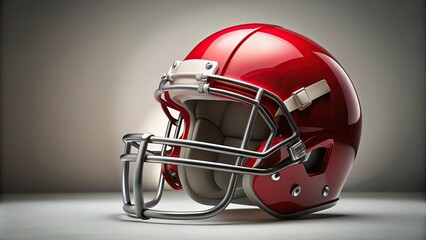 Fototapeta premium red American football helmet with white chin bar isolated on clear background tilted angle