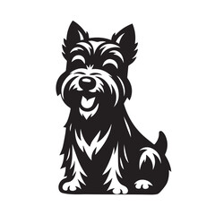 Scottish Terrier Dog Sitting Vector illustration black and white
