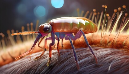 Parasitic relationship concepts - Close-up of a parasitic insect attaching itself to an animal.