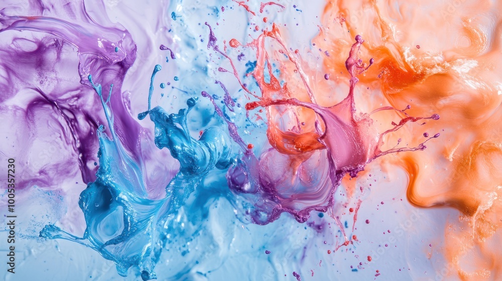 Aufkleber a vibrant splash of colored liquids creating an artistic abstract pattern.