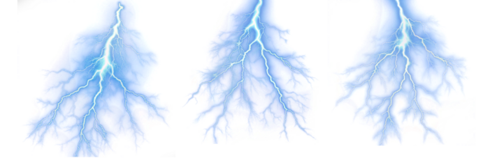 A Set of Lightning Thunder Overlay Effect, Transparent Background
