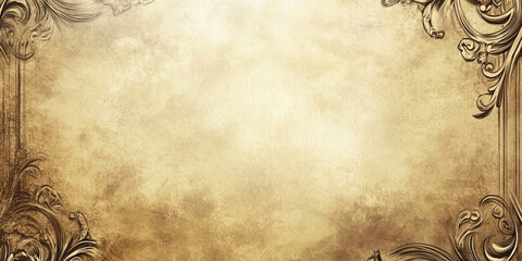 Vintage old textured border frame background, antique design, empty space for text, faded paper, generated ai