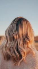 Naklejka premium photo of Design visuals recommending trendy hairstyles and hair colors for women, featuring diverse looks and shades to inspire fresh and stylish transformations, golden hour photography 