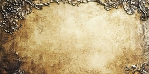 Vintage old textured border frame background, antique design, empty space for text, faded paper, generated ai