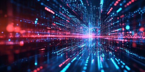 Obraz premium abstract technology background with glowing lines and dots