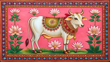 Reflected pichwai cow painting
