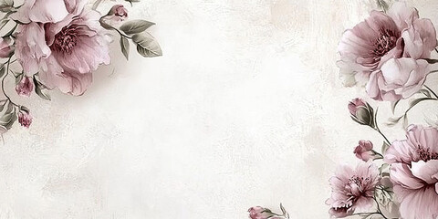 Wedding border frame, marriage backdrop floral edge pattern with empty space for text, invitation card, generated ai