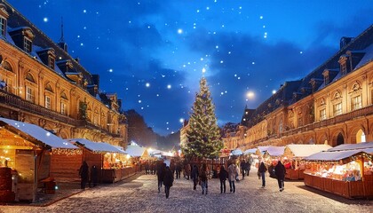 Fototapeta premium christmas tree in the city christmas market 