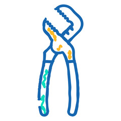 tongue groove pliers doodle icon sketch vector. tongue groove pliers sign. isolated symbol illustration