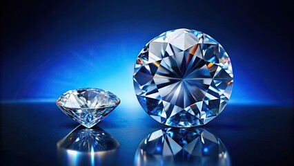 Reflective glass background with round and pear cut diamonds