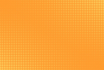 Orange and Yellow Halftone Dots Background. Abstract Textured Backdrop. Round Bits Border.