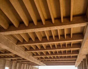 Obraz premium Formwork supports the second floor of a monolithic building. Reinforcement of walls and ceiling. Monolithic work during the construction of a building close-up. Ai generated image