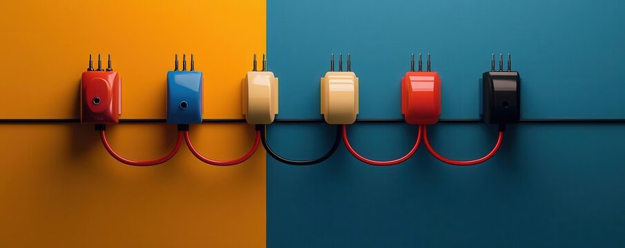 Series circuit with multiple resistors connected in a line, illustrating voltage drop across components, electrical circuits, series circuit