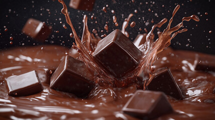 A splash of chocolate is splashing out of a box of chocolate