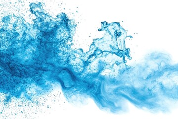 A vibrant splash of blue paint swirling gracefully against a white background, perfect for artistic projects and design.