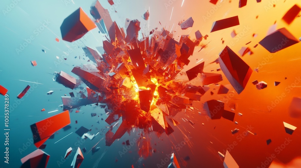 Poster abstract 3d background with a geometric explosion theme, showcasing a powerful design and a surface 