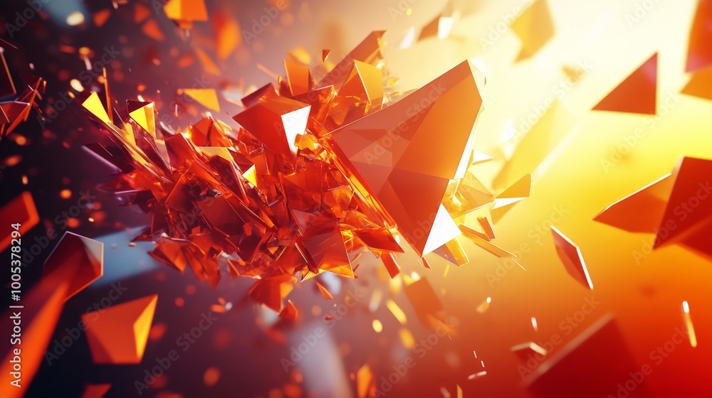 Poster abstract 3d background with a geometric explosion theme, showcasing a powerful design and a surface 