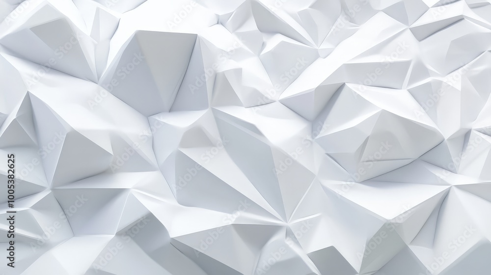 Poster abstract 3d render of a white low poly background featuring intricate geometric facets and a clean l