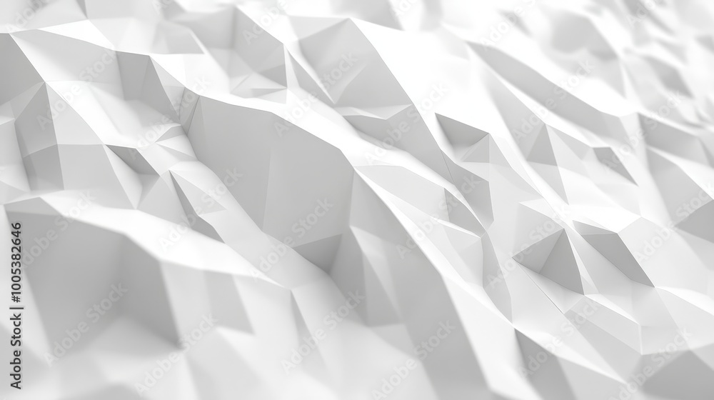 Fototapete abstract 3d render of a white low poly background with angular shapes and a smooth surface