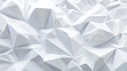Abstract 3D render of a white low poly background featuring intricate geometric facets and a clean look