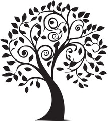 black and white tree