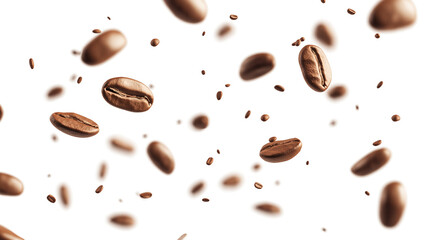 Obraz premium A close-up of coffee beans in the air