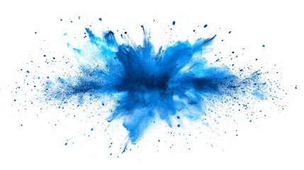 Abstract blue color burst isolated on a white or transparent . High-energy design with dramatic splashes and vibrant, dynamic motion
