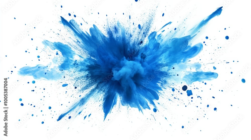 Poster abstract blue explosion isolated on a white or transparent background. powerful and vivid with intri