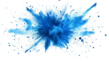 Abstract blue explosion isolated on a white or transparent background. Powerful and vivid with intricate splashes and energetic motion