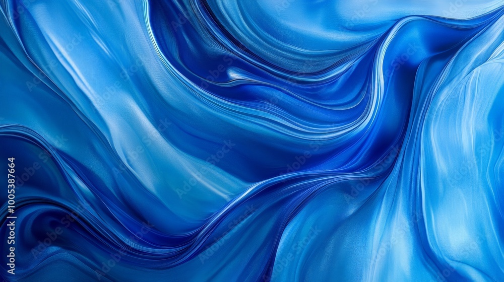 Poster abstract blue wave artwork with smooth, intertwined curves. the different shades of blue create a ha