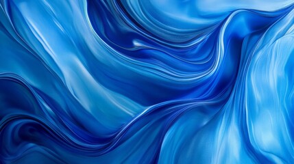 Obraz premium Abstract blue wave artwork with smooth, intertwined curves. The different shades of blue create a harmonious and calming effect, emphasizing fluid motion