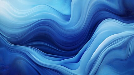 Obraz premium Abstract blue wave illustration featuring smooth, undulating lines. The artwork blends different shades of blue to create a soothing and dynamic visual effect
