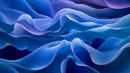 Fototapeta premium Abstract blue wave pattern with layered, translucent waves. The blue tones shift and blend, producing a sophisticated and harmonious visual