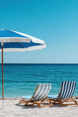 Obraz premium Blue umbrella on the tropical beach for vertical background