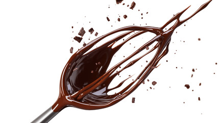 Fototapeta premium Chocolate sauce on a whisk Premium on a white background