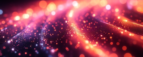 Fototapeta premium Closeup of glowing data cables in an information transfer process, abstract background with illuminated details, highresolution and vibrant