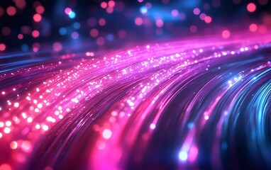Obraz premium Data cables with radiant glow transferring information, dynamic and hightech background, vivid light trails and futuristic design, ultraHD