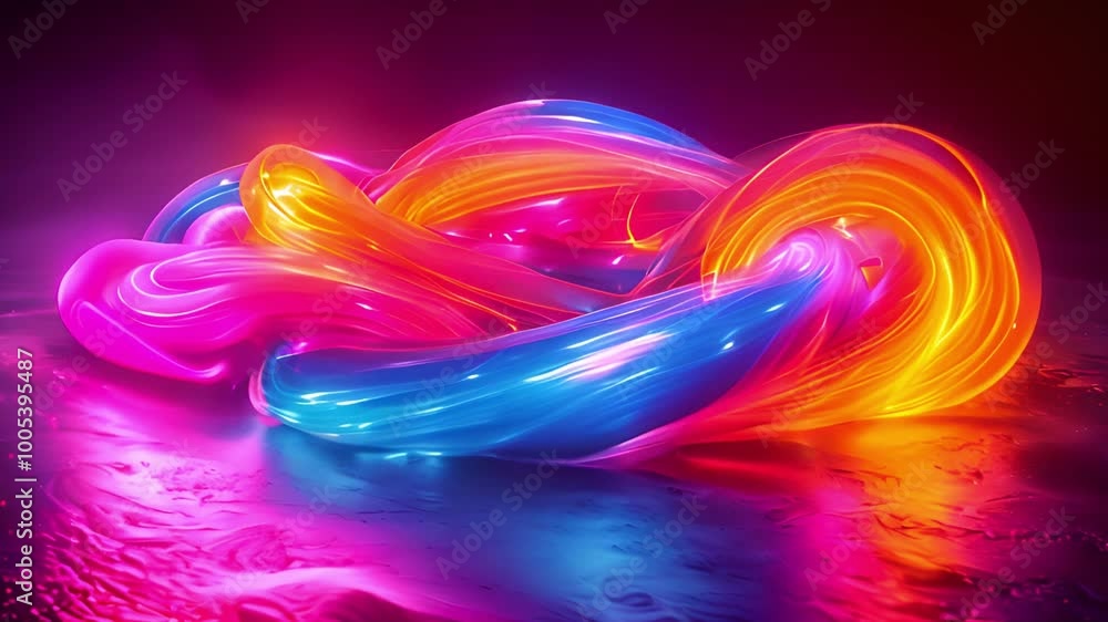 Poster vivid colors twist in a fluorescent light display.