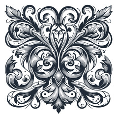 Obraz premium Elegant Monochrome Floral Ornament Vintage Design Element