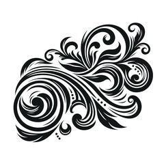 Fototapeta premium Elegant Black and White Floral Swirl Design Vector Illustration