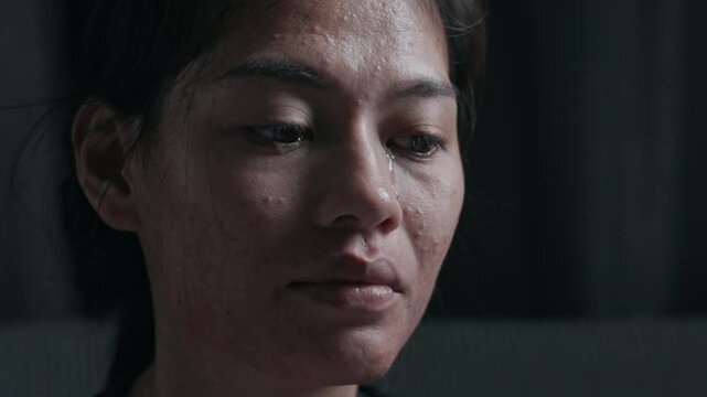 Crying Woman, Sad unhappy grieving crying woman with tears eyes closeup, sadness People with depression.