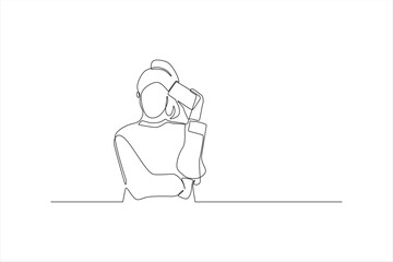 continuous line of woman on the phone