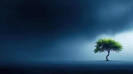 Obraz premium Solitary Tree Against Dark Stormy Sky