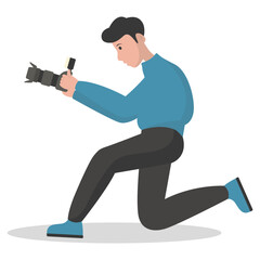 Photographer Cartoon Character. Professional Photographer. Vector Illustration Design