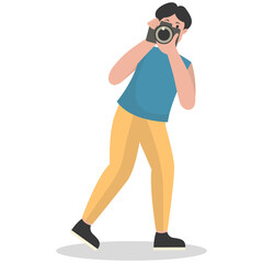 Photographer Cartoon Character. Professional Photographer. Vector Illustration Design