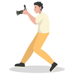 Photographer Cartoon Character. Professional Photographer. Vector Illustration Design