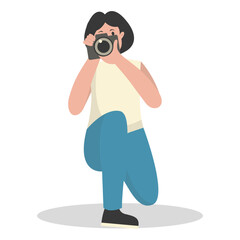 Photographer Cartoon Character. Professional Photographer. Vector Illustration Design